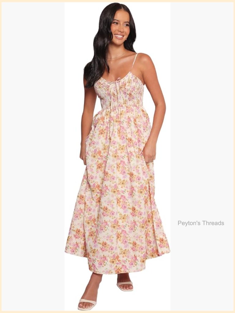 Maxi Dress With Shirred Bodice And Adjustable Straps